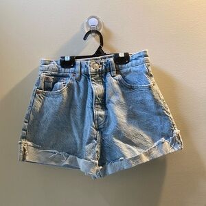 Zara Blue Jean Shorts with Frayed Hem